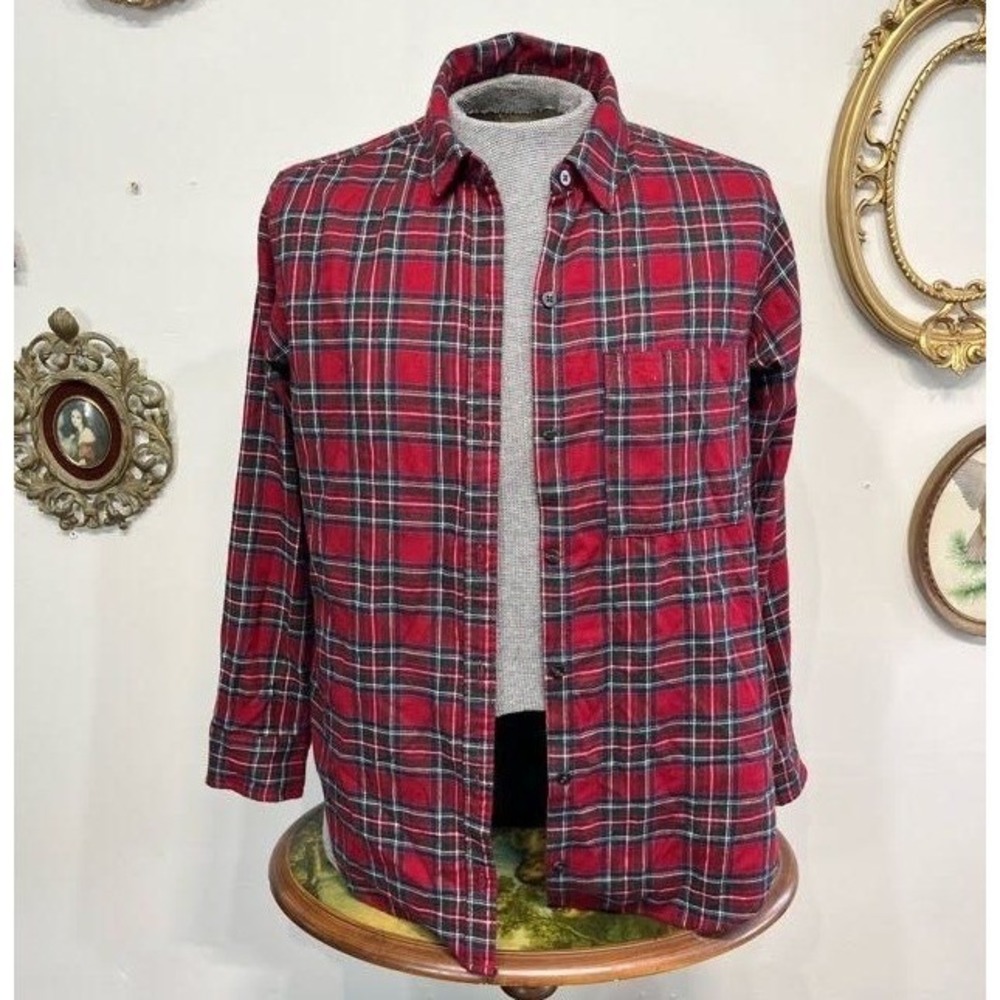Abercrombie & Fitch Red Plaid Flannel Button Down Shirt Long Sleeve Medium